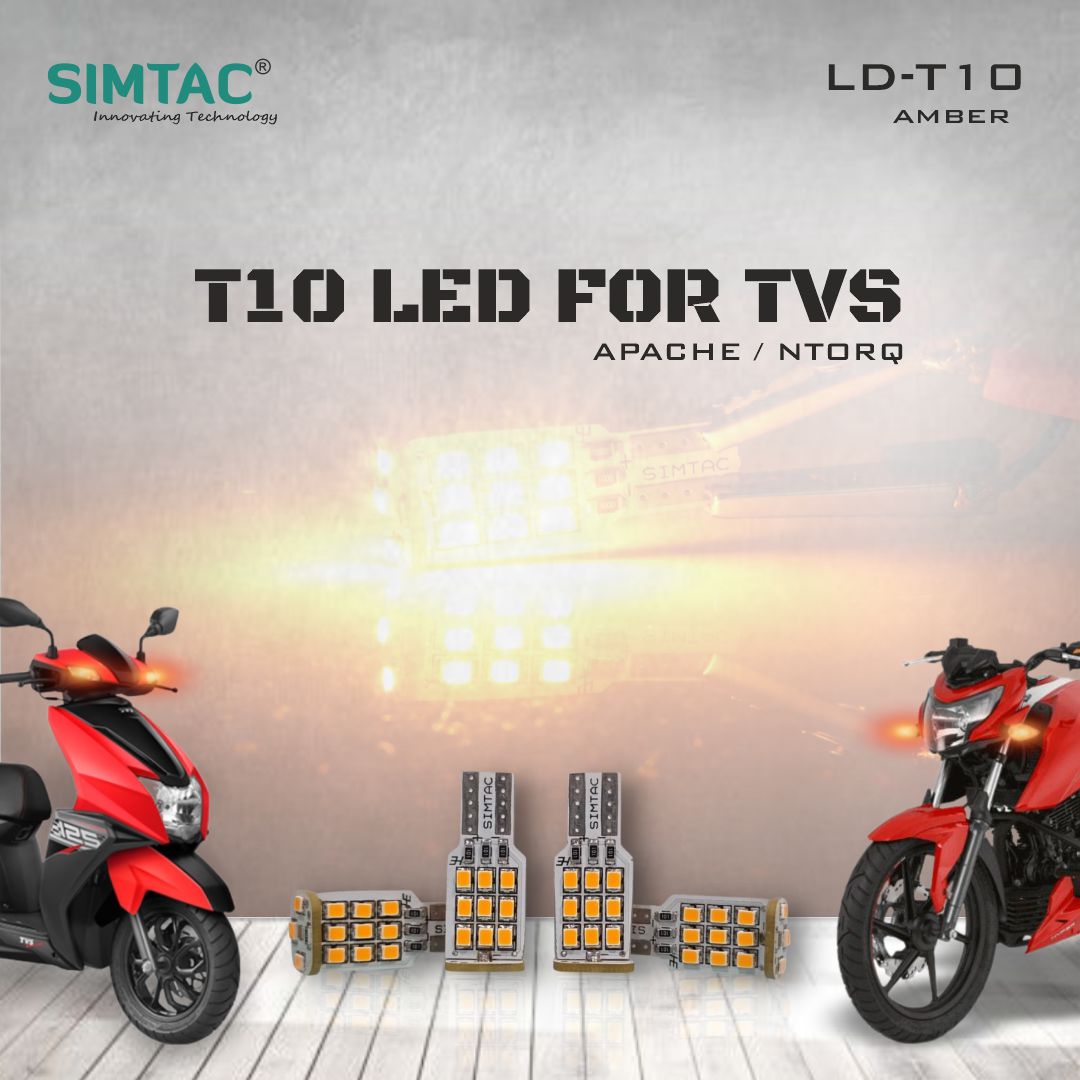 Simtac, T10 LED 360° Reflecting Bulb for TVS APACHE, NTORQ, Led  Indicator Bulbs