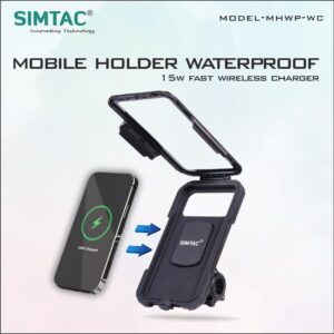 SIMTAC Mobile Holder Waterproof Wireless Charger With USB C  For Bikes/ Scooters| MHWPWC-15C
