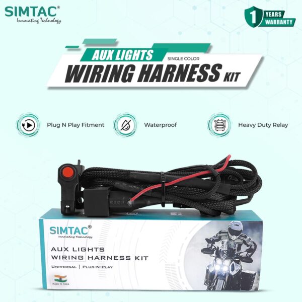 SIMTAC AUXILIARY LIGHTS WIRING HARNESS KIT | FOR BIKE & CARS | FLH-1W ( WITHOUT FLASHING )