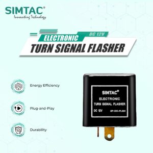 Simtac Electronic Turn Signal Flasher 2 Pin Compatible with LED Indicator Bulbs
