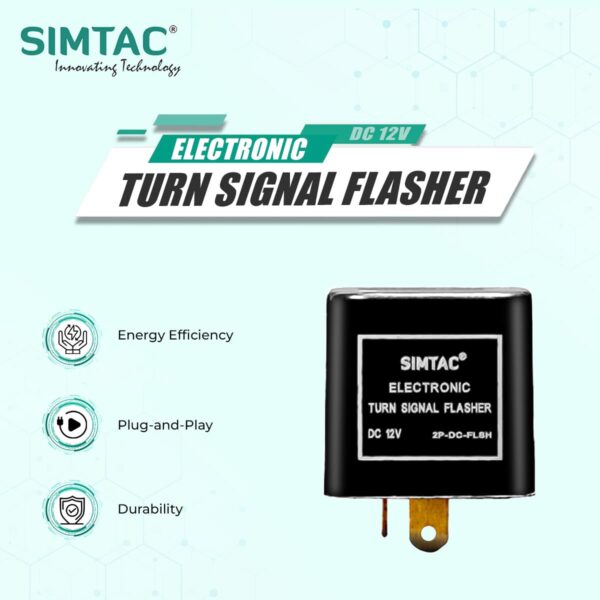 Simtac Electronic Turn Signal Flasher 2 Pin Compatible with LED Indicator Bulbs
