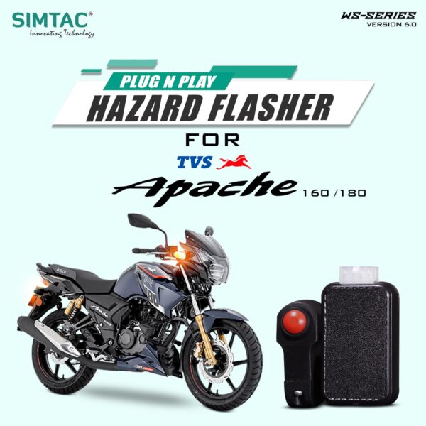 Plug N Play Hazard Flasher With Switch Version 6.0 For TVS Apache | 160 | 180 Non-ABS  AP1618-WS6