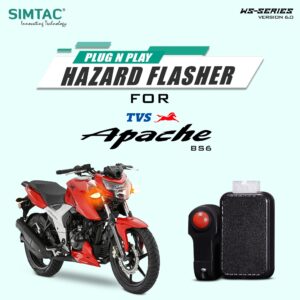 Plug N Play Hazard Flasher With Switch Version 6.0 For TVS Apache | 2V | 4V | BS6   4VB6-WS6