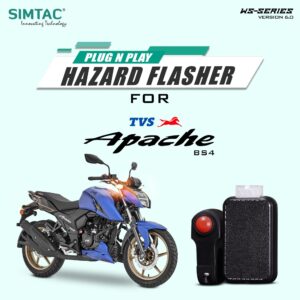 Plug N Play Hazard Flasher With Switch Version 6.0 For TVS Apache | 160 | 200 | ABS | 4V  AP4V-WS6