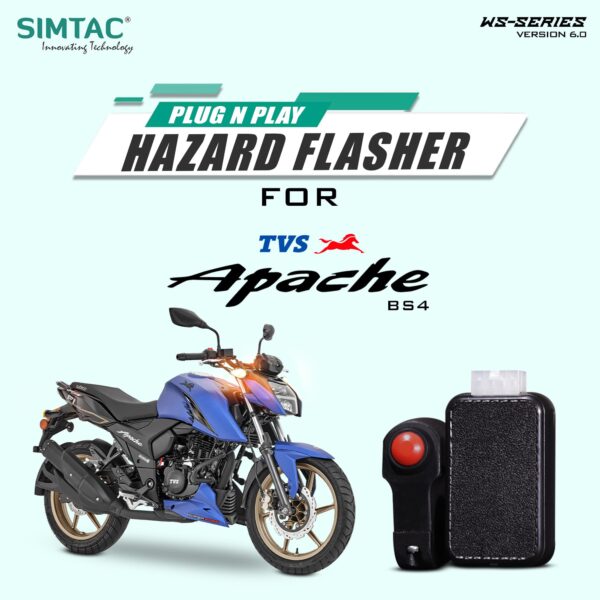 Plug N Play Hazard Flasher With Switch Version 6.0 For TVS Apache | 160 | 200 | ABS | 4V  AP4V-WS6