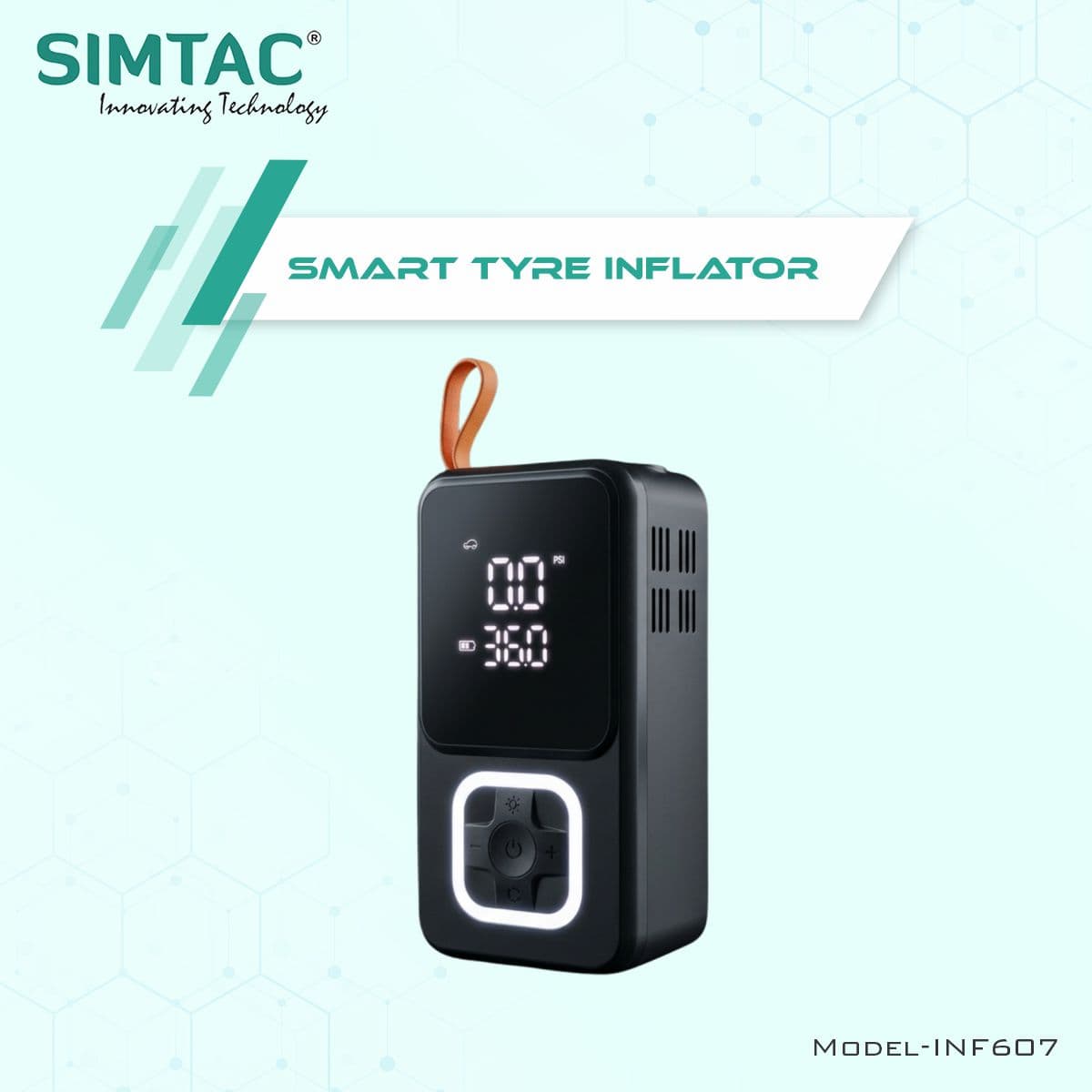 Simtac Portable Digital Tyre Inflator Air Compressor Pump for Car & Bike – INF607